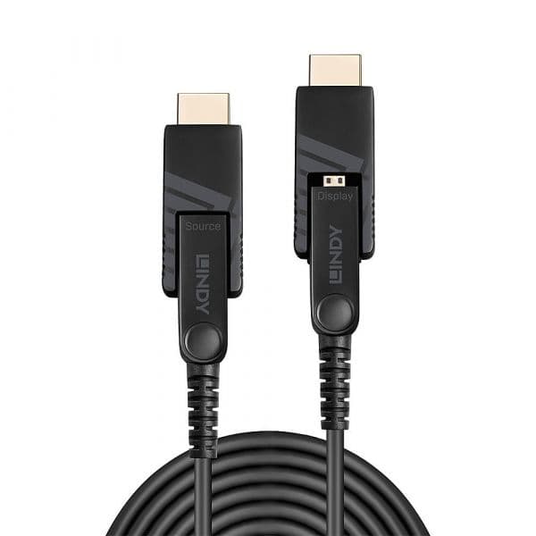 Lindy 38323 Cabo de Fibra Óptica Híbrida Micro-HDMI 4K60 18Gbps 40m com Conectores Removíveis