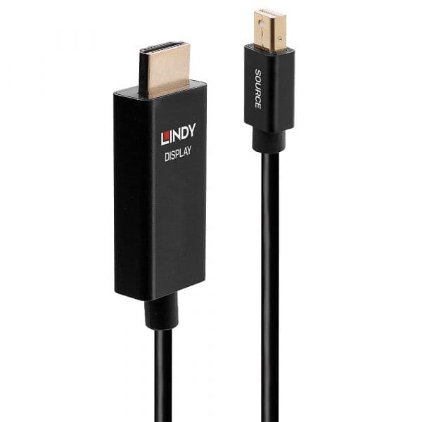 Lindy Cabo Adaptador Mini DisplayPort para HDMI 4K 60Hz HDR 0.5m Preto