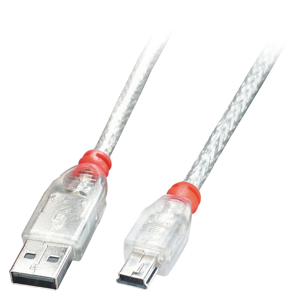 Lindy 41782 cabo USB 1 m USB 2.0 USB A Mini-USB B Transparente