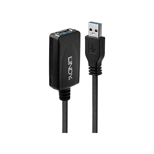 Lindy 43155 Cabo de Extensão Ativo USB 3.0 (3.1 Gen 1) M/F 5m Black