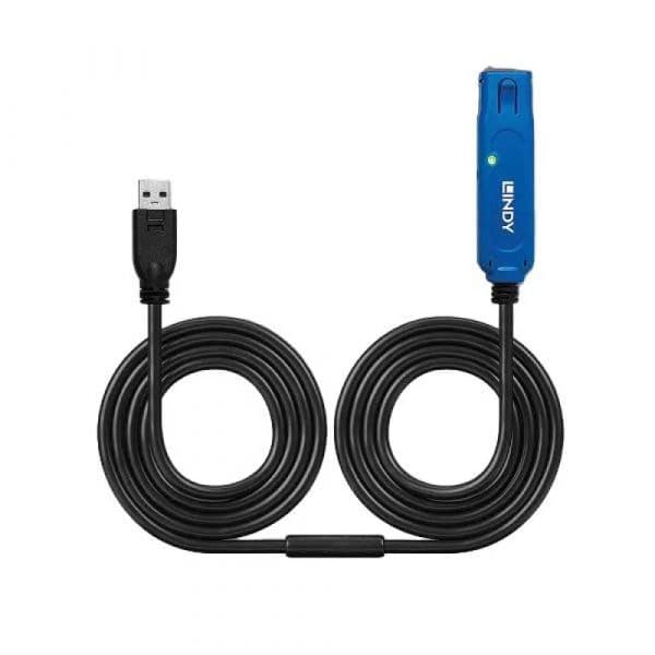Lindy Active Extension Pro Cabo Extensão USB Ativo USB 3.2 Gen 1 Tipo A/A M/F Preto 15m