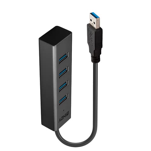 Lindy 43324 Hub USB 3.0 4 Portas 5 Gbit/s