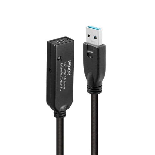 Lindy 43376 Adaptador/Cabo USB-C para USB-A 3.0/3.2 Gen 1 Ativo 10 Metros Preto
