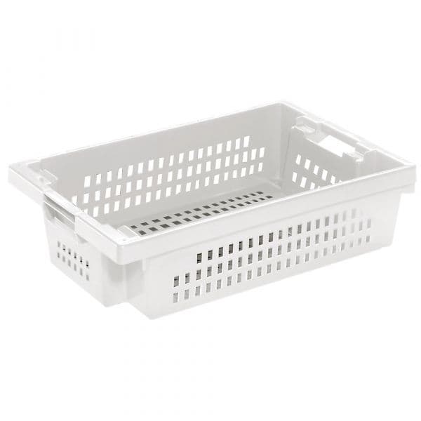 Kaiser+Kraft Recipiente Empilhável Giratório em Hdpe, Capacidade 25 L, Paredes e Fundo Perfurados, Branco Natural Branco Natural