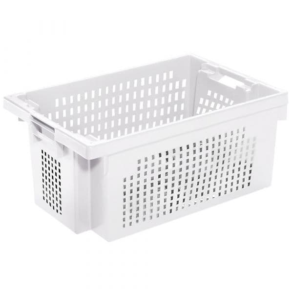 Kaiser+Kraft Recipiente Empilhável Giratório em Hdpe, Capacidade 32 L, Paredes e Fundo Perfurados, Branco Natural Branco Natural