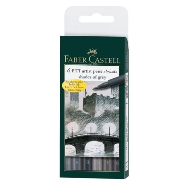 Conjunto 6 Canetas Pitt Artist Brush - Cinzentos