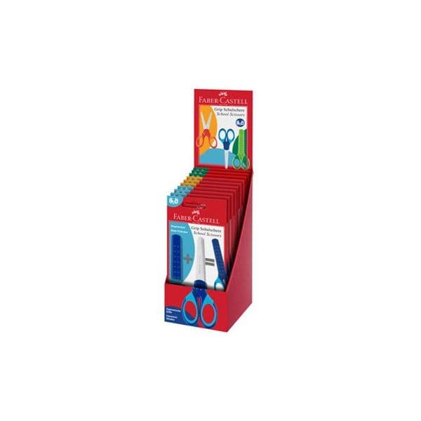 Faber-Castell Tesoura Grip Proteção 13cm e Tesoura para Papel 181548 Corte a Direito Cores Sortidas