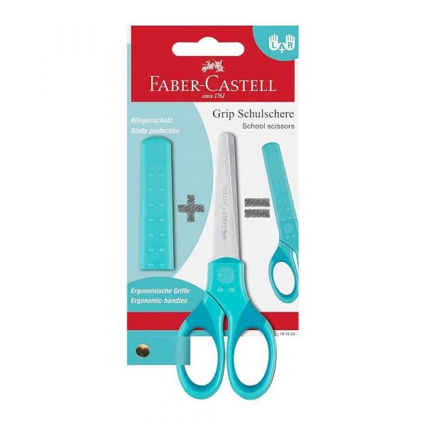 Faber-Castell Tesoura Grip Proteção Azul Turquesa 13cm