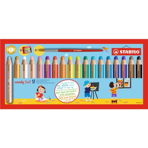 Stabilo Estojo Woody 3 em 1 Lápis de Cores 18 Unidades