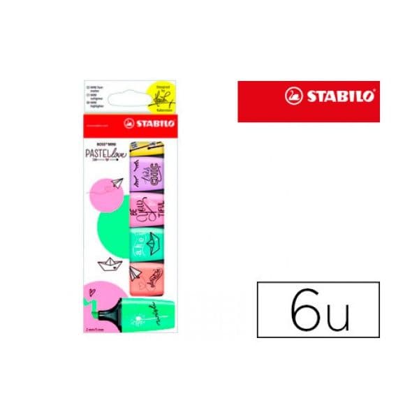 Stabilo Marcador Fluorescente Boss Mini Pastel Pack 6 Unidades