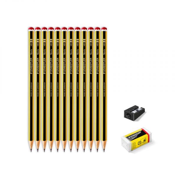 Staedtler Conjunto 12 2HB Noris + Afia + Borracha 2HB