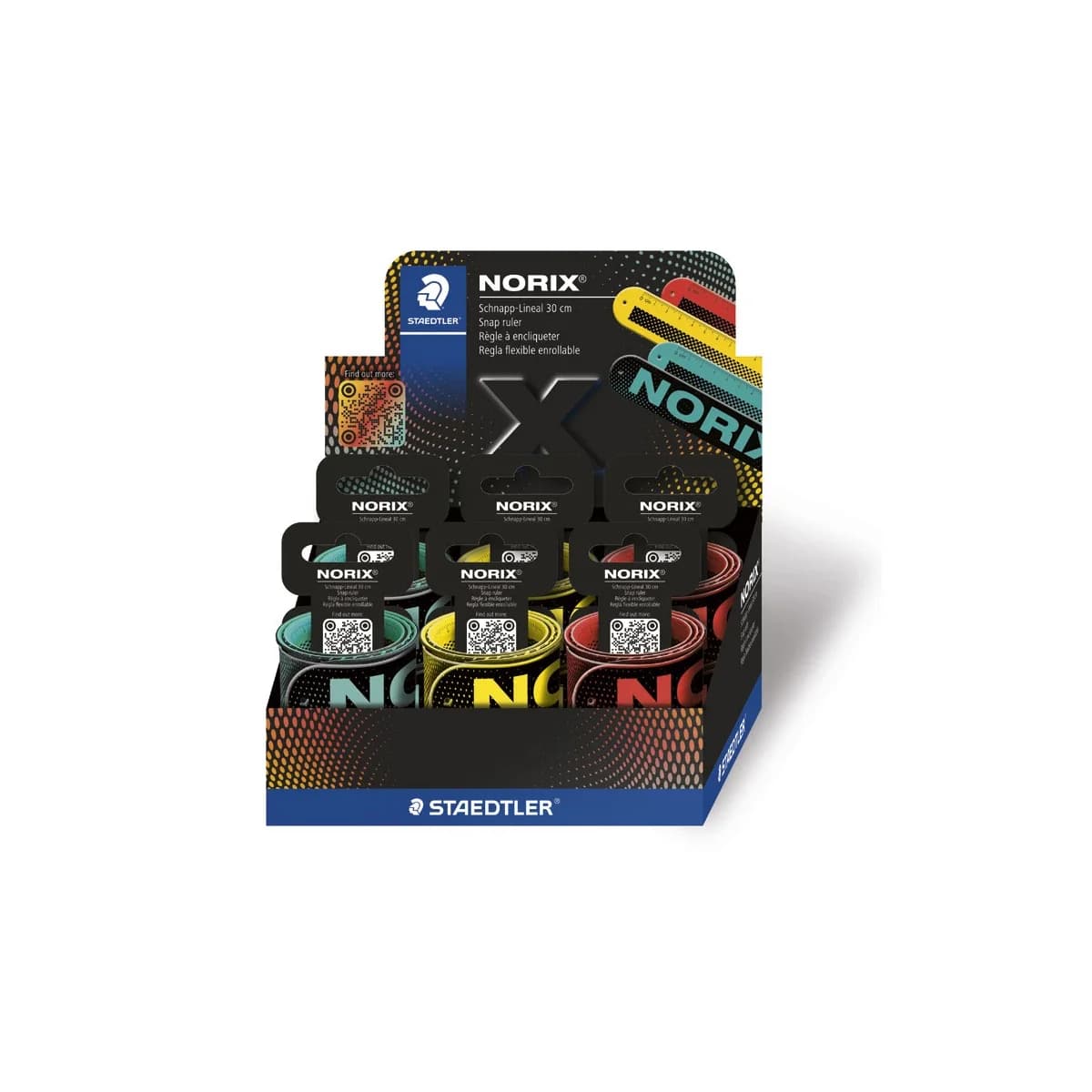 Regla staedtler norix 565 30 flexible enrollable 30 cm expositor de 12 unidades colores surtidos