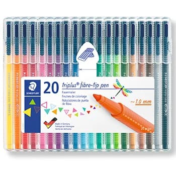 Marcador Feltro Staedtler Triplus 323 Estojo Box 20 cores