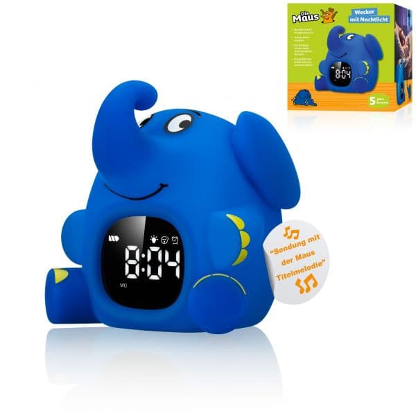 Diemaus Despertador Infantil Elefante Luz Noturna 3 Níveis Silicone USB-C