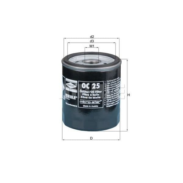 Mahle Filters Filtro de Óleo - OC25