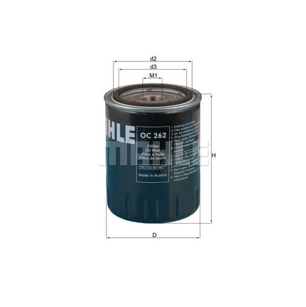 Mahle Filters Filtro de Óleo - OC262