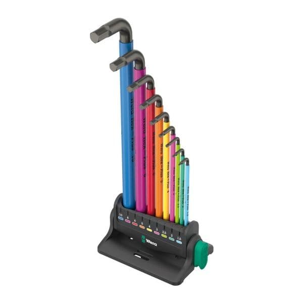 Wera Conjunto de Chaves Allen Hex Plus 950/9, Multicolor 3, Angulares, Métricas, BlackLaser, 12 Peças