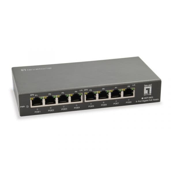 Level One GEP-0823 Switch 8 Portas Gigabit PoE Black