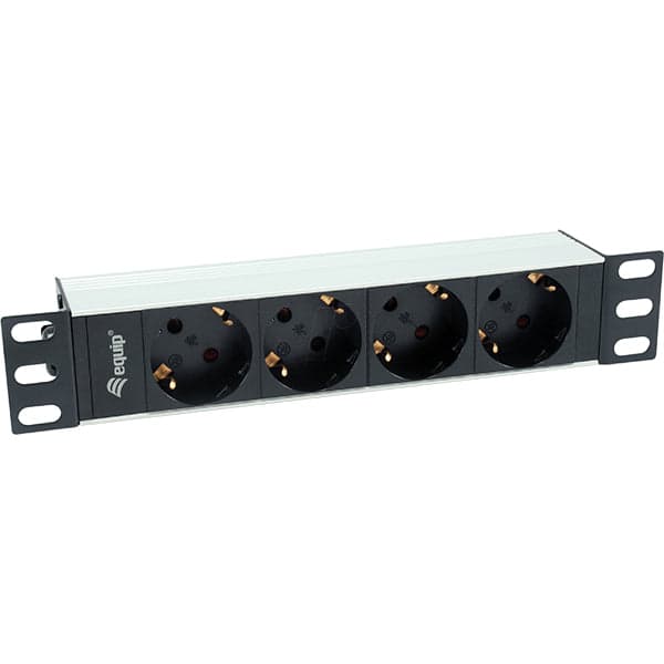 Equip Régua de Alimentação 333311 4 Tomadas Schuko Rack 10" 1U Alumínio Cabo Euro 1.5m 3600W