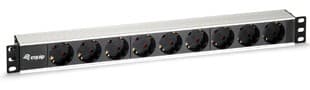 Power Strip 9BAY CEE7/4 W. 1,8M CABLE, ALUMINIUM (19")