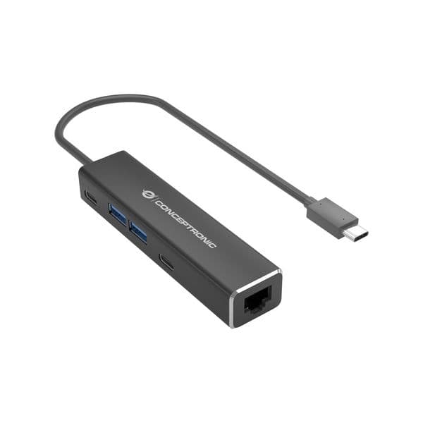 Conceptronic HUB USB-C 2xUSB3.0 + 2x USB-C + RJ45 2.5GB Preto