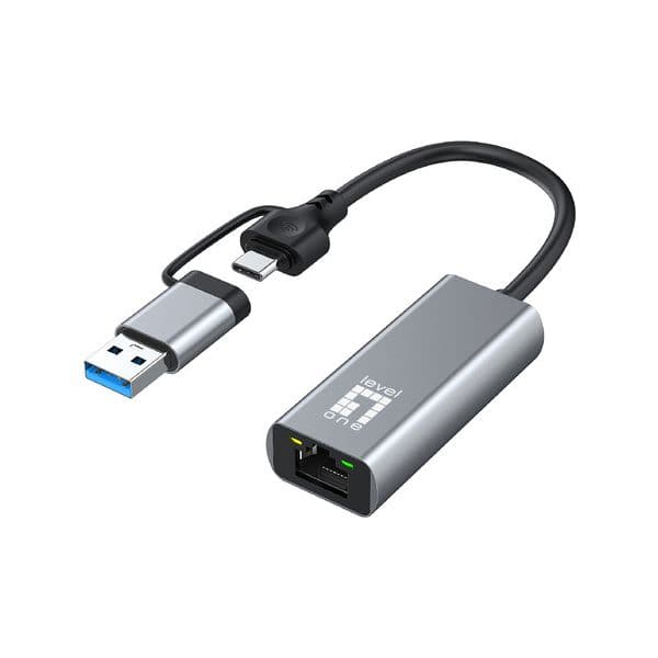Level One Adaptador de Rede Type-C/ USB3.0 p/ RJ45 2.5Gbps USB-0423 Cinza