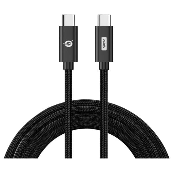 Conceptronic ETTA03B12 Cabo USB-C Macho para USB-C Macho PD 3.1 240W 480Mbps Preto 1.2 Metros