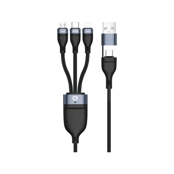 Conceptronic Cabo USB2.0 Type-C p/ Lightning/Type-C/MicroUSB 60W Conceptronic Preto 1.5M