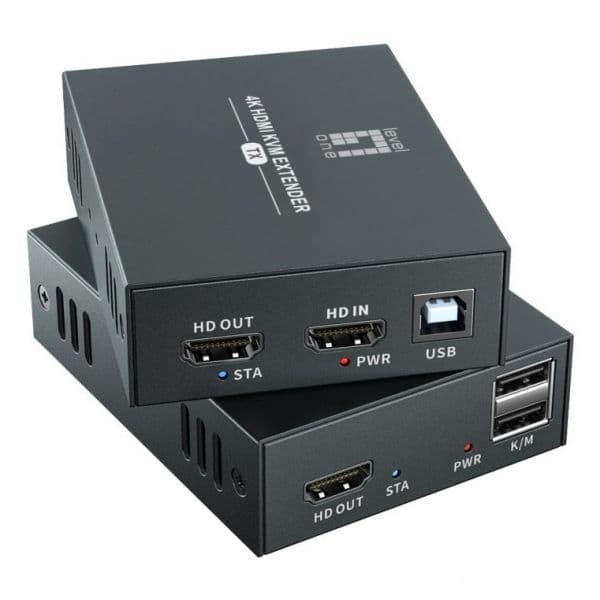 LevelOne HVE-8111 Kit Extensor HDMI e AV com USB para Cat.5/6 4K 100m Preto