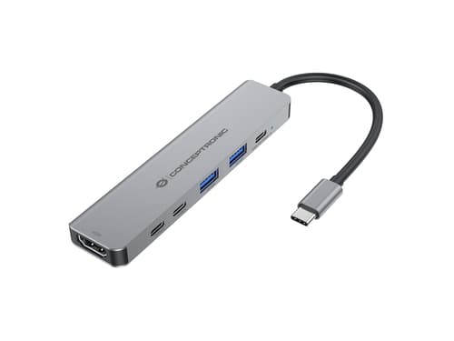 Conceptronic Hub DONN33G USB-C 6-em-1 HDMI 2xUSB-A 3xUSB-C Prateado