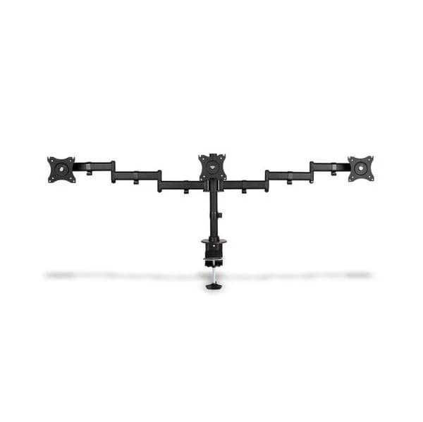 Digitus Triple Monitor Desk Clamp Mount, Black 90ø Swivel,45ø Tilt,rotate 360ø,15'-27' Tft, Max Load 3x8Kg,VESA max100x100 DA-90362
