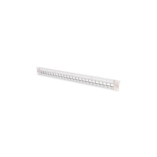 Digitus Modular Patch Panel, shielded 24-port, Blank, 1U, Rack Mount, color grey transp. label field - DN-91410-LF