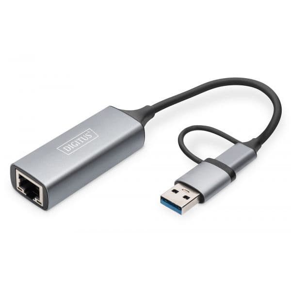 Digitus DN-3028 Adaptador Ethernet USB-C 2.5G Cinzento