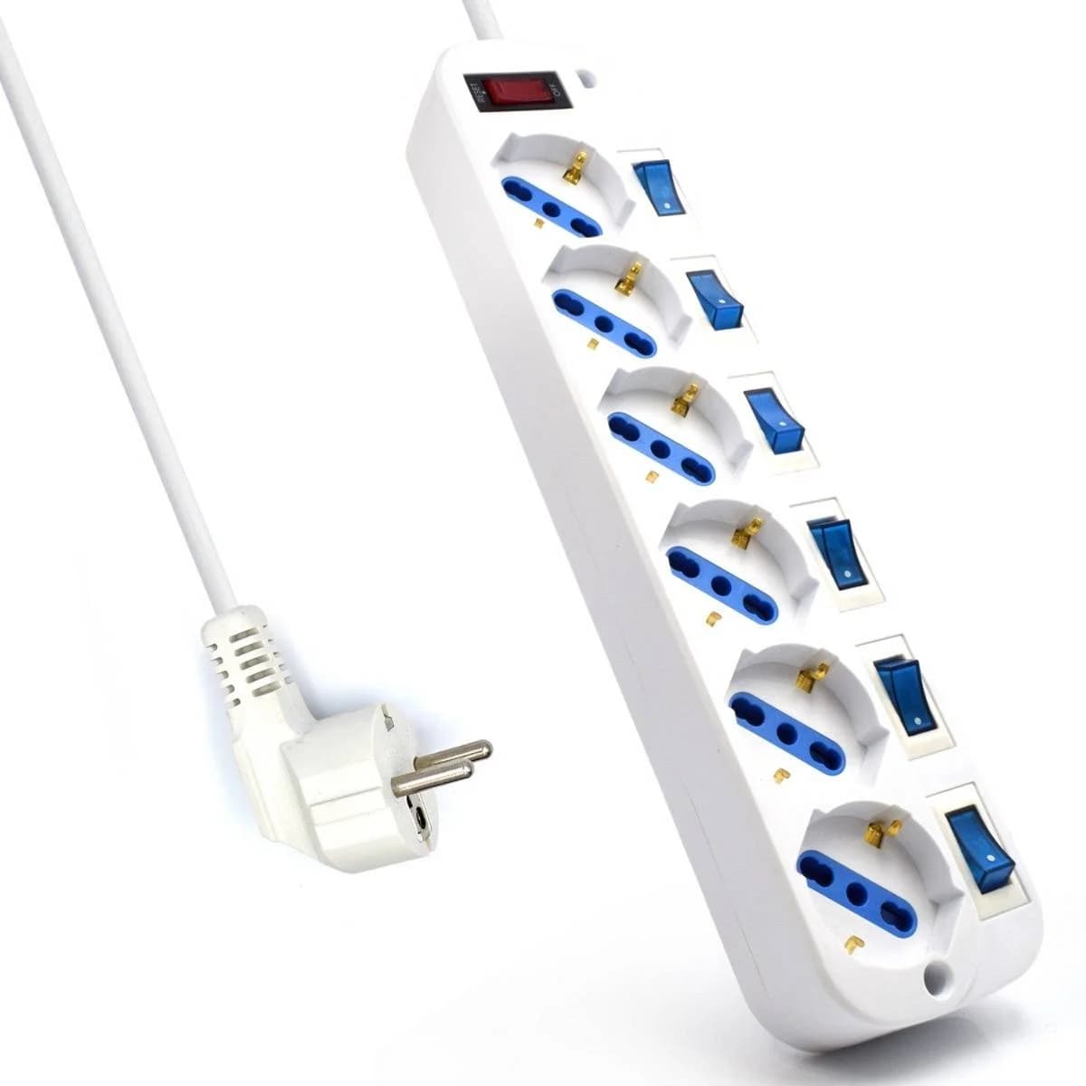 Régua Ewent Power Strip 6 Tomadas 16A com On/Off 5m Branca