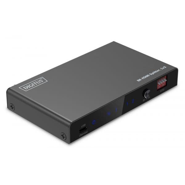 Digitus DS-55339 Splitter HDMI 1x2 8K/60Hz HDR 48Gbps HDCP 2.3 Toslink/Stereo EDID