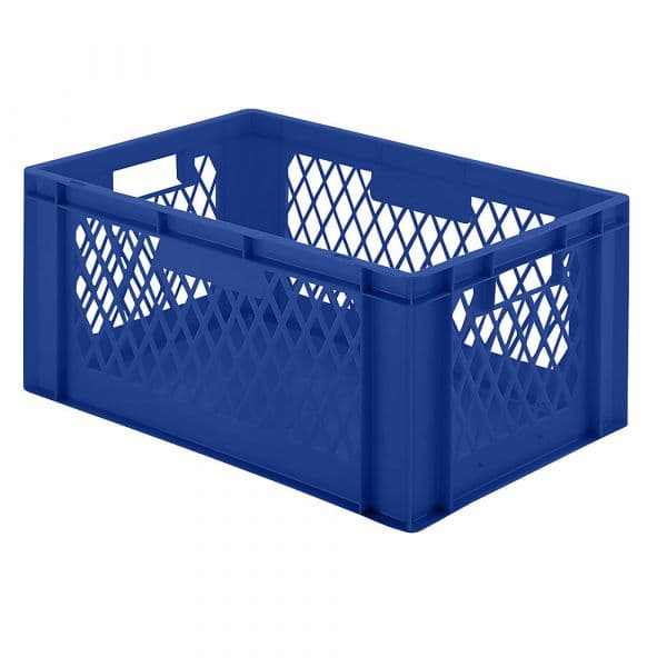 Kaiser+Kraft Recipiente Empilhável em Formato Euro, Paredes Perfuradas, Fundo Fechado, Cxlxa 600 X 400 X 270 mm, Azul, Embalagem de 5 Unid. Azul