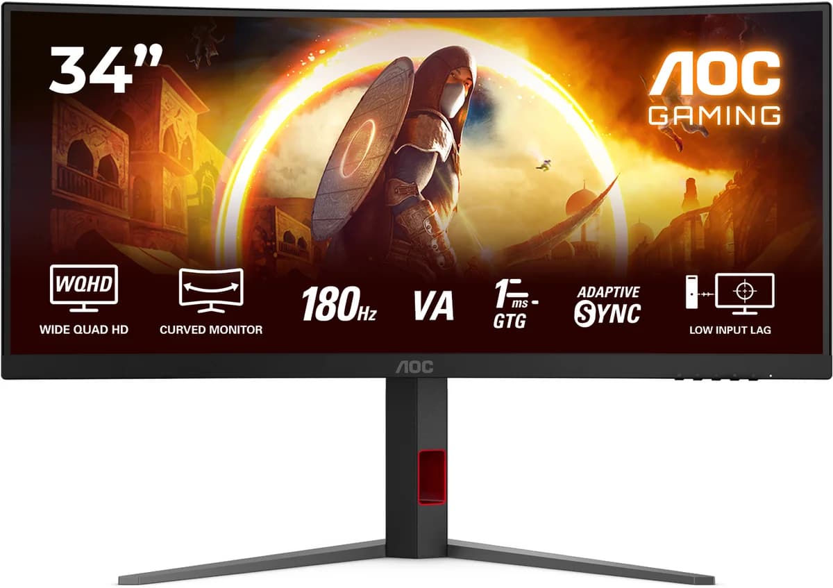 Monitor AOC CU34G4 34" Curvo WQHD 3440x1440 180Hz HDR10 Fast VA 1ms Preto