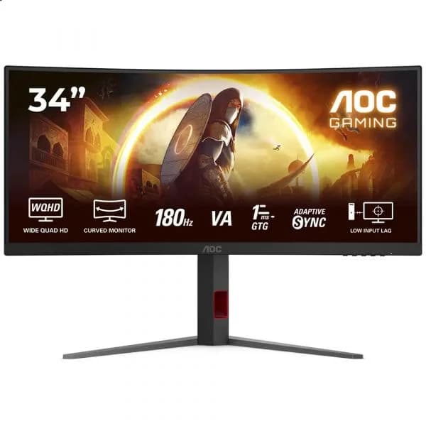 Monitor AOC CU34G4 34" Curvo WQHD 3440x1440 180Hz HDR10 Fast VA 1ms Preto