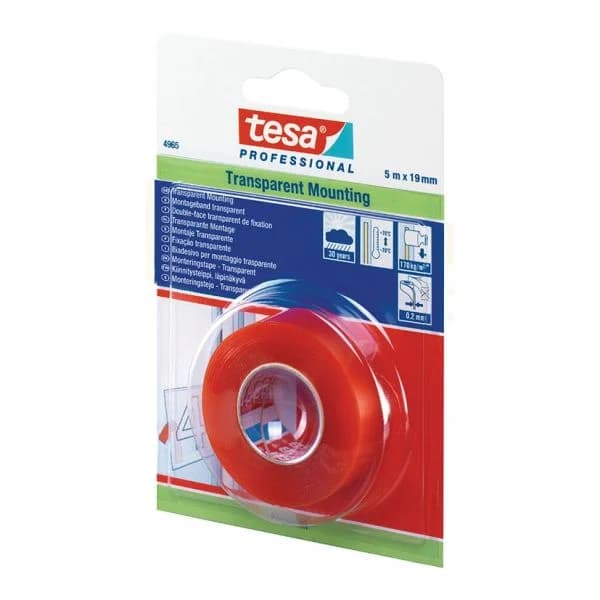 Tesa Fita D / C de Montagem Transparente Premium. 19MMX5M