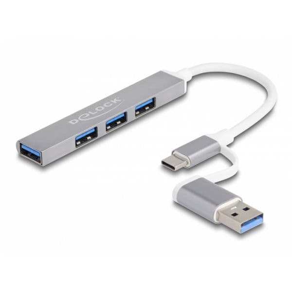 Delock 64214 Hub USB Slim 4 Portas USB-C/USB-A