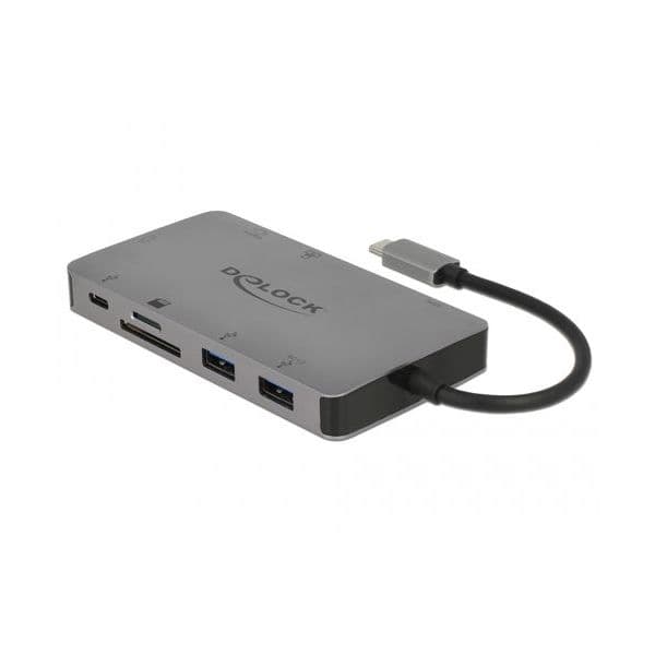 Delock Dockingstation DeLOCK USB-C 4K silver, HDMI, VGA, USB-A, RJ-45 | Noteb - 87735