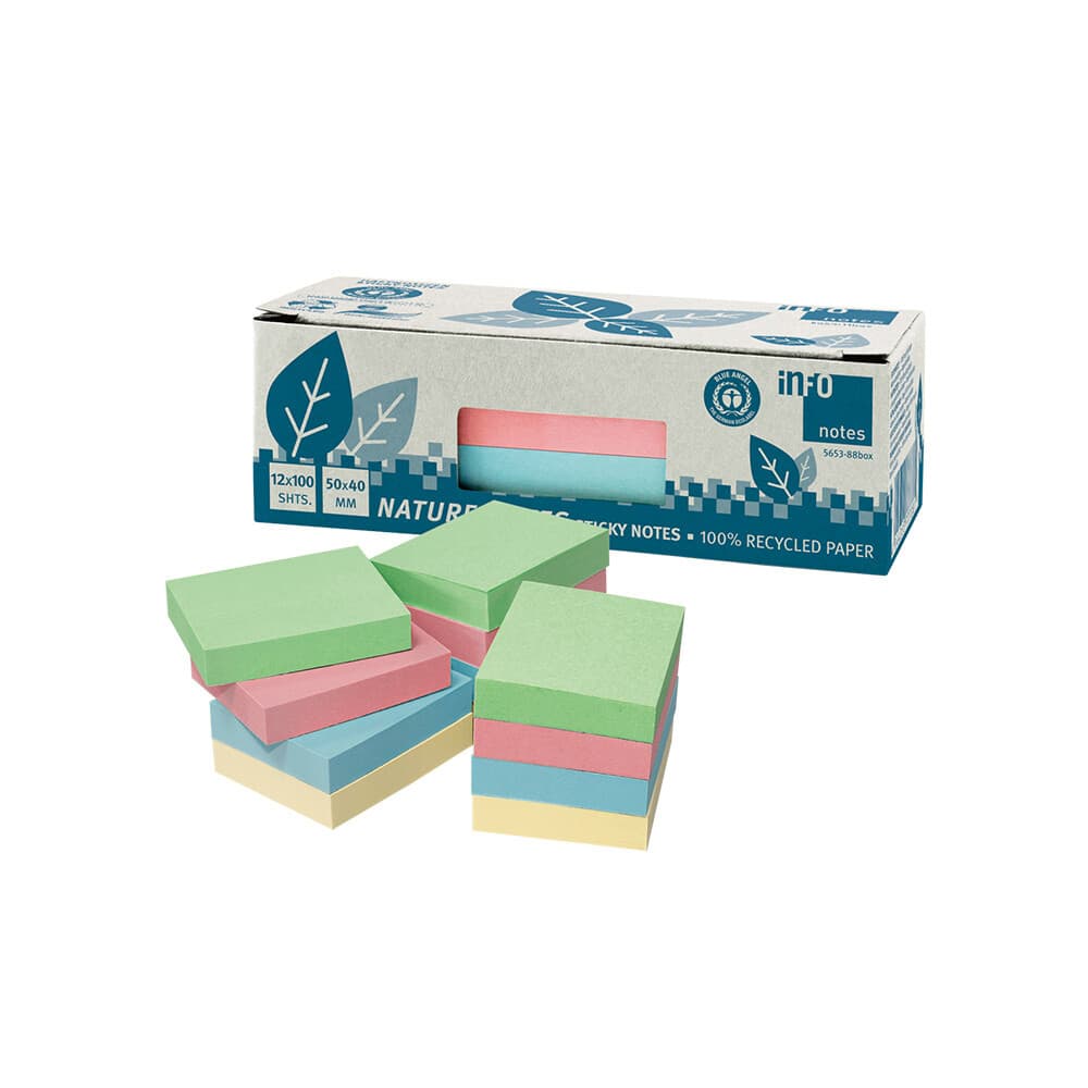 Bloco Notas Aderentes 050x040mm Recyc 4 Cores 100 Fls-pack12