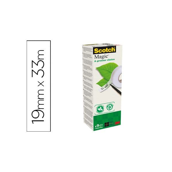 Scotch Magic Cinta Invisible Ecológica 19X33 -pack 9 Rollos