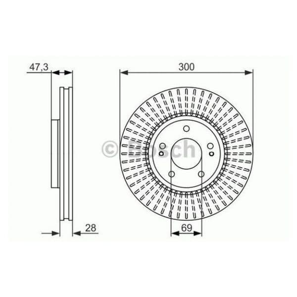 Bosch - 0 986 479 595 - Disco de travão dianteiro - 4047024685680