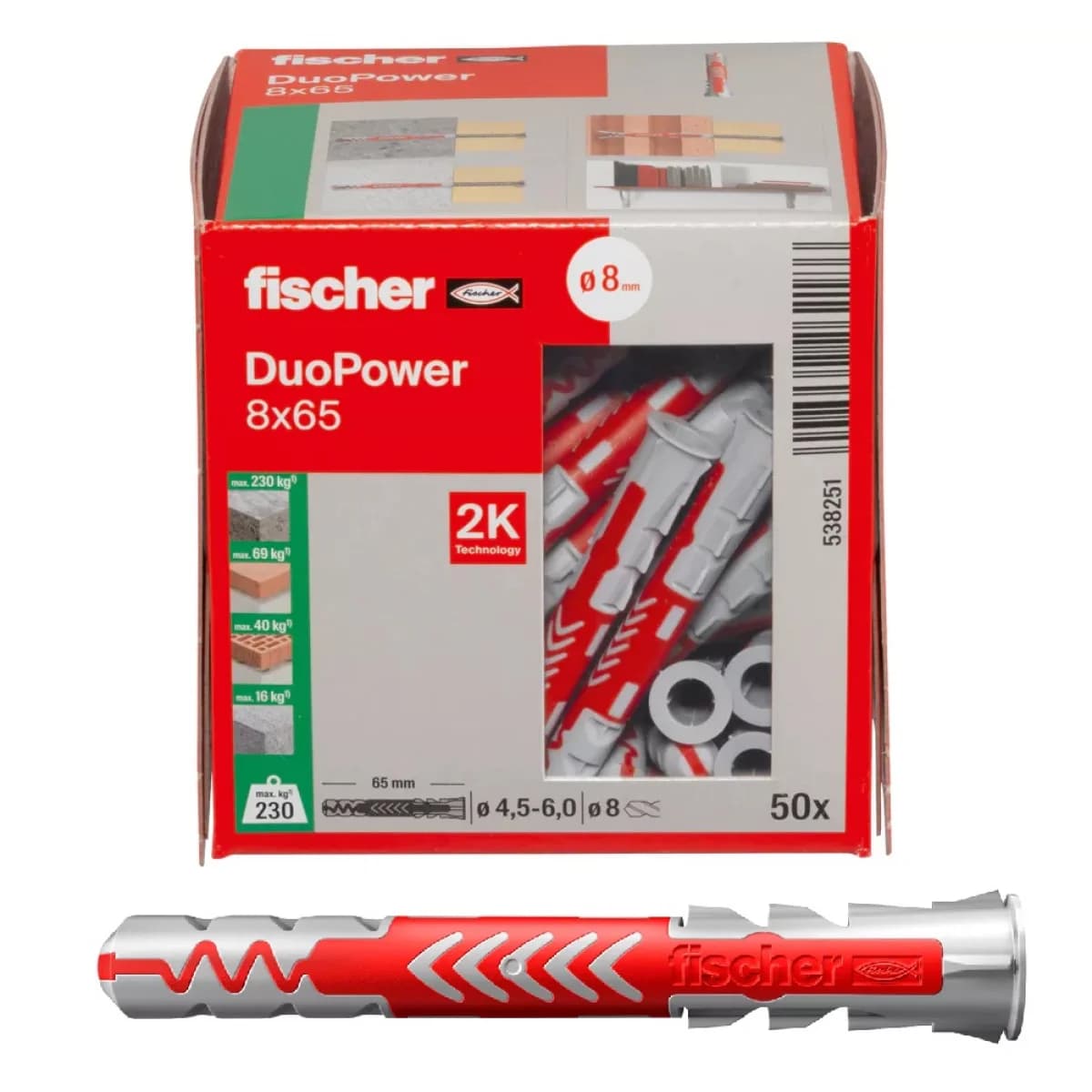 Bucha Fischer DuoPower 8x65mm 50pç 538251 - 538251 - Ferramentaspro.pt