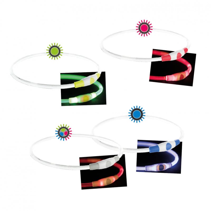 Trixie Collar Anillo con Luz Flash USB para Perros Rojo