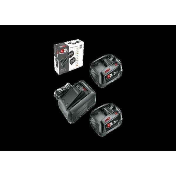 Bosch Bateria de Lítio Recarregável 1600A031T5 2,5 Ah 18 V (2 Unidades) Starter Kit com Carregador Rápido