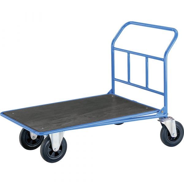 Eurokraft Carro Cc Plataforma, sem Gradeamento, 300 Kg, 2 Rodas Orientáveis Travão Duplo Azul Claro Ral 5012 - M8849-243418