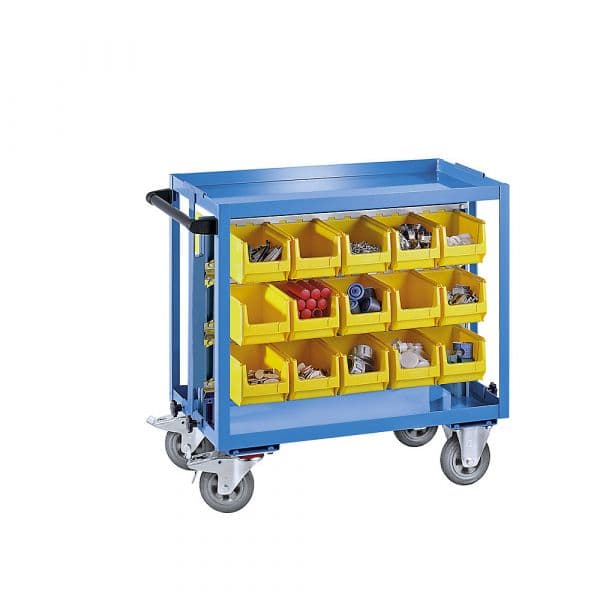 Eurokraft Carro Auxiliar para Montagens, 30 Caixas de Armazenagem à Vista em Pe, 250 Kg Azul Claro Ral 5012 - M88265-944565