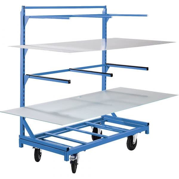 Eurokraft Carro de Prateleiras Braços de Suporte, 350 Kg, Modelo Básico sem Braços de Suporte Azul Claro Ral 5012 - M11575-985882
